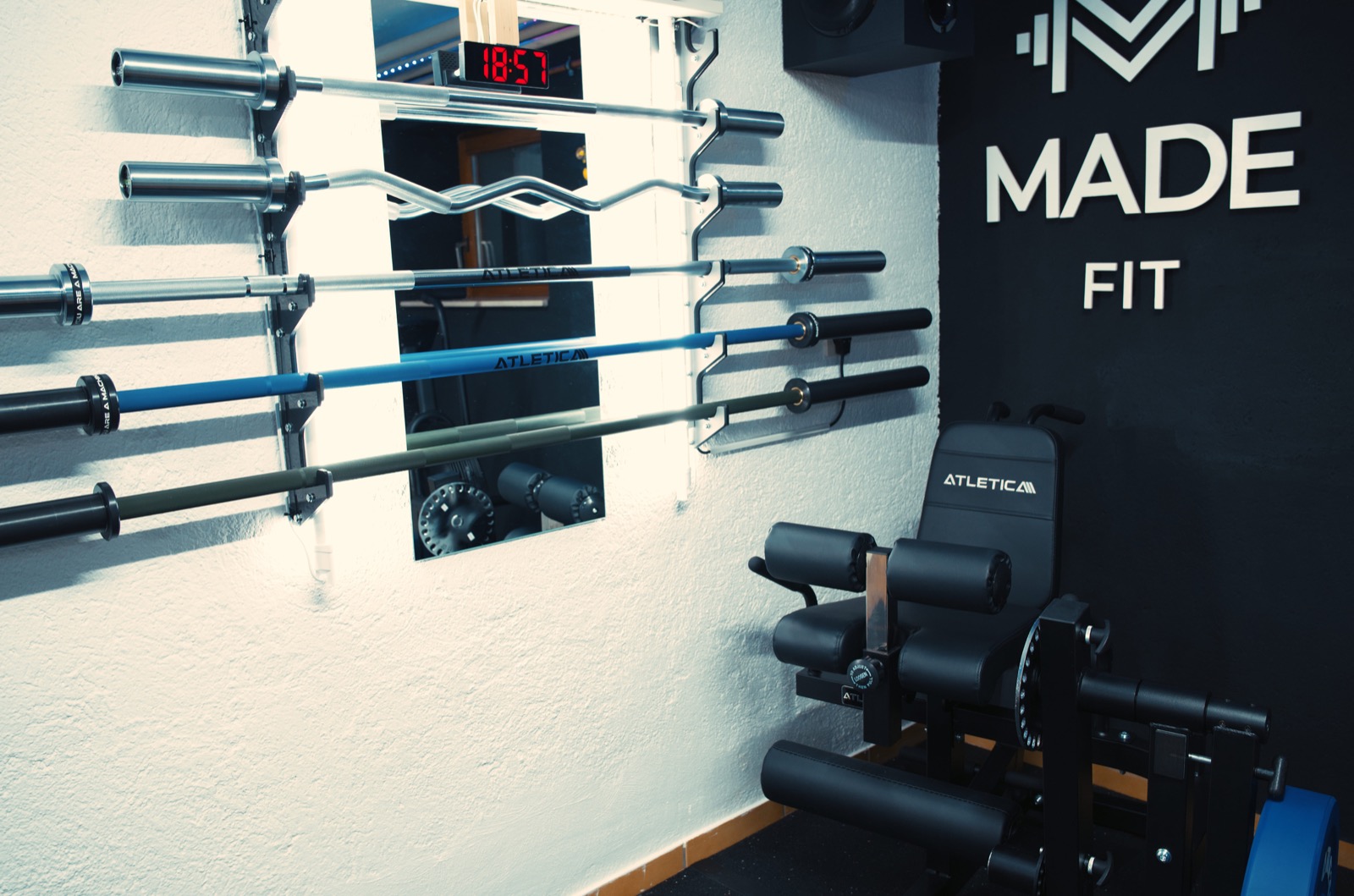 Barbell wall and Made Fit brand wall